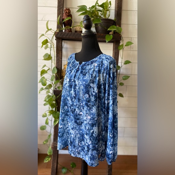CJ. Banks: Blue Boho Peasant Style Blouse - Picture 8 of 16